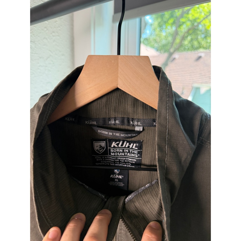 KUHL Burr Jacket Mens XL Gun Metal Brown Full Zip Fleece Lined Canvas Coat 1052 - Picture 2 of 8